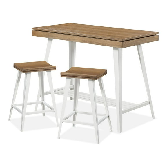 Furniture of America Melba Wood 3-Piece Counter Height Table Set in Oak