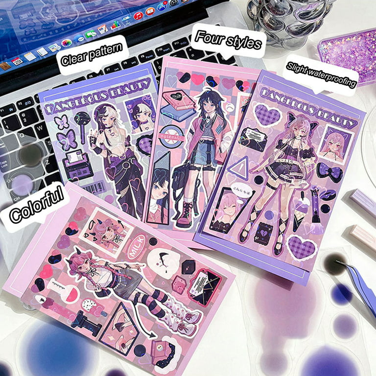 Custom Die Cut Vinyl Stickers Cute Purple Anime Bottle Stickers