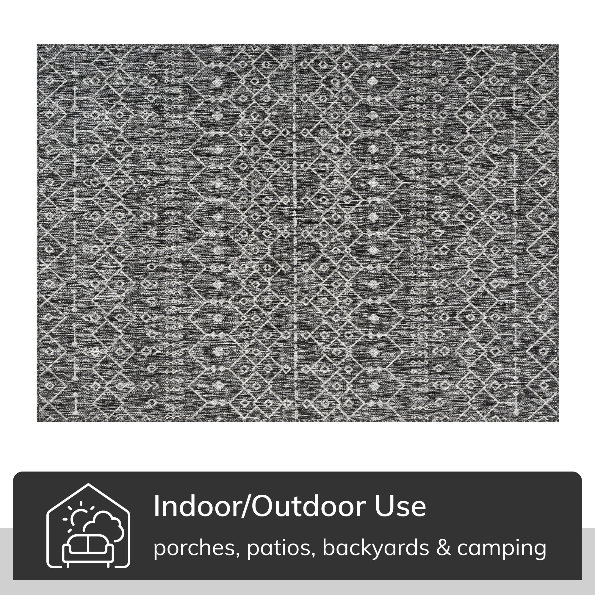 Well Woven Medusa Nord 3' x 5' Grey Moroccan Tribal Outdoor Rug