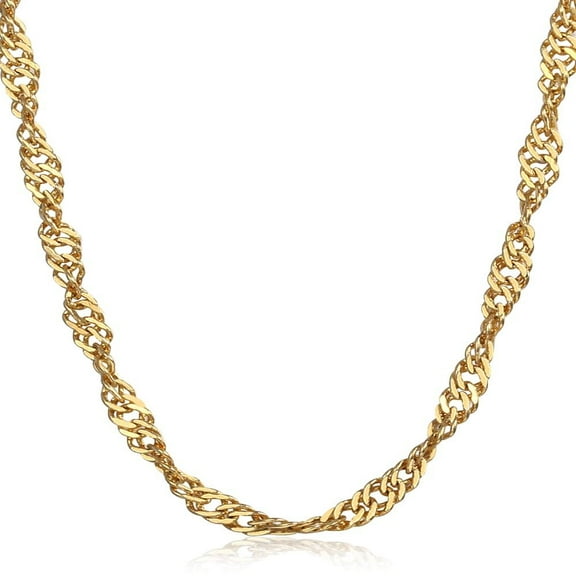 Hermah 2mm Women Yellow Gold Filled Necklace Singapore Chain 18.9inch Halloween Christmas Gifts
