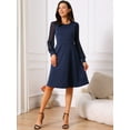 thumbnail image 3 of DARING DIVA Long Sleeve Round Neck Cocktail Dress M Dark Blue, 3 of 6