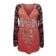 thumbnail image 5 of Pntutb Mujer Casual Empalme Cuello en V Impresión Cobertura Blusa Manga Larga Camisas tops Pntutb Pntutb-7118, 5 of 6
