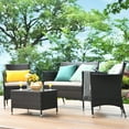 thumbnail image 3 of Gymax 4 PCS Patio Garden Rattan Furniture Set Coffee Table Cushioned Sofa Brown, 3 of 9