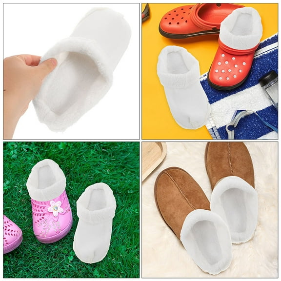 MEIBUTYUP Warm Clog Inserts with Detachable Plush Liners for Comfortable Fit, White, 2 Pairs