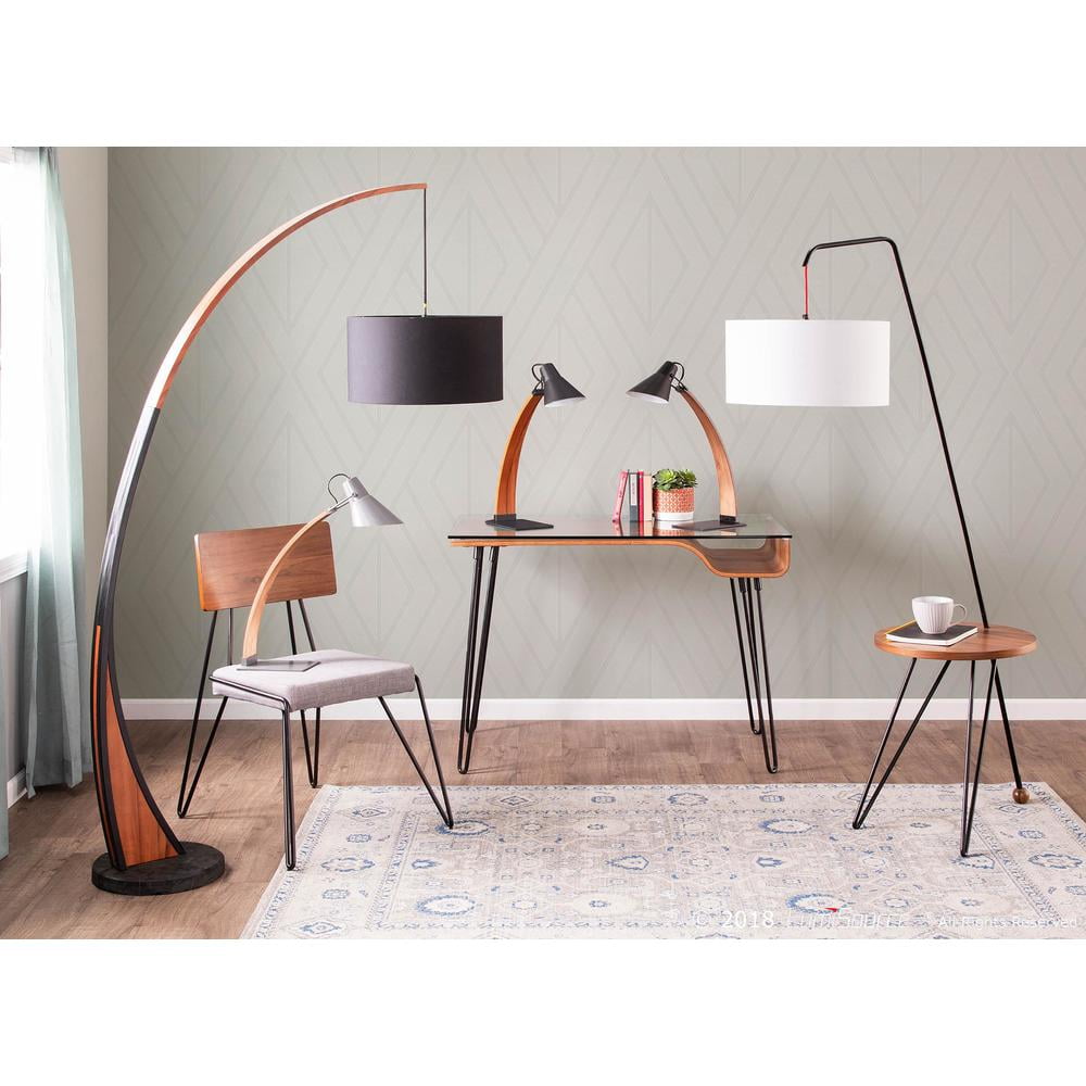 Noah Mid-Century Modern Table Lamp in Walnut and Black by LumiSource