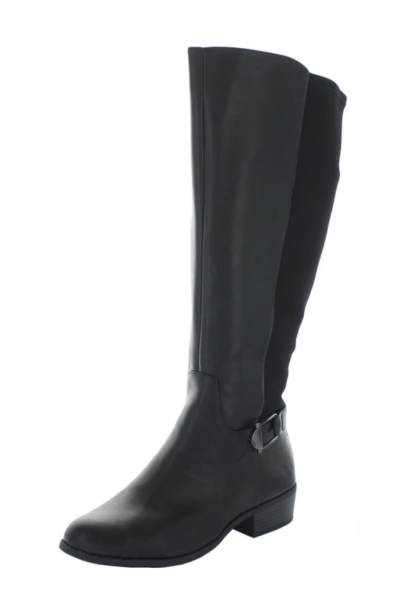 Womens Kallumm Wide Calf Faux Leather Riding Boots Black 9.5 Medium (B,M)