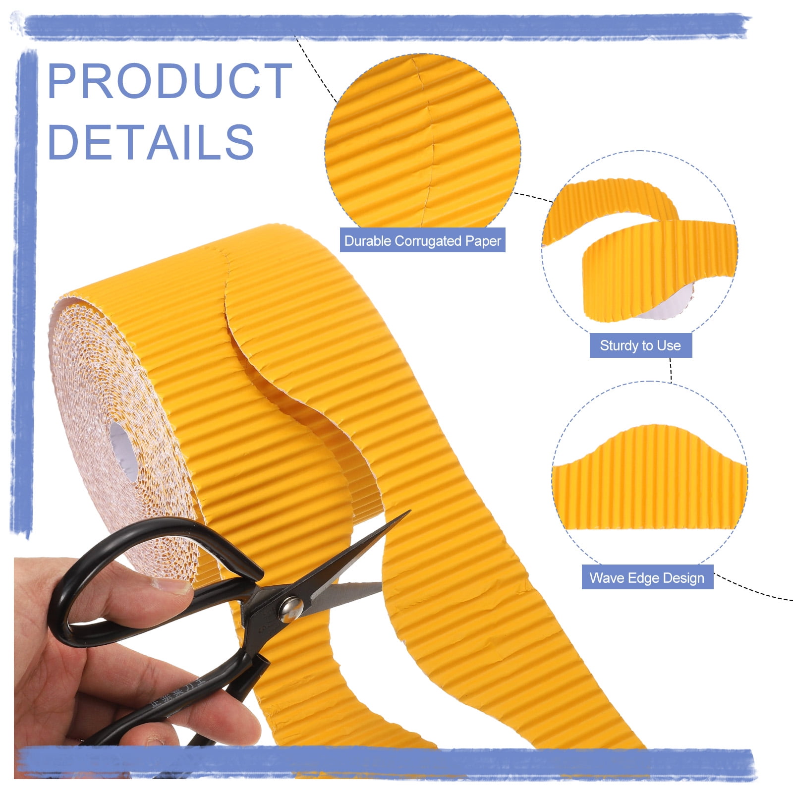Unique Bargains Bulletin Corrugated Paper Decorative Wavy Border Deep Yellow