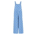 thumbnail image 3 of Tfken Girls Jumpsuit Summer Sleeveless Polka Dot Graphic Comfy Casual Jumpsuit With Pockets Soft Daily Wear Child Fashion Clothes Size 7-8 Years Blue, 3 of 5