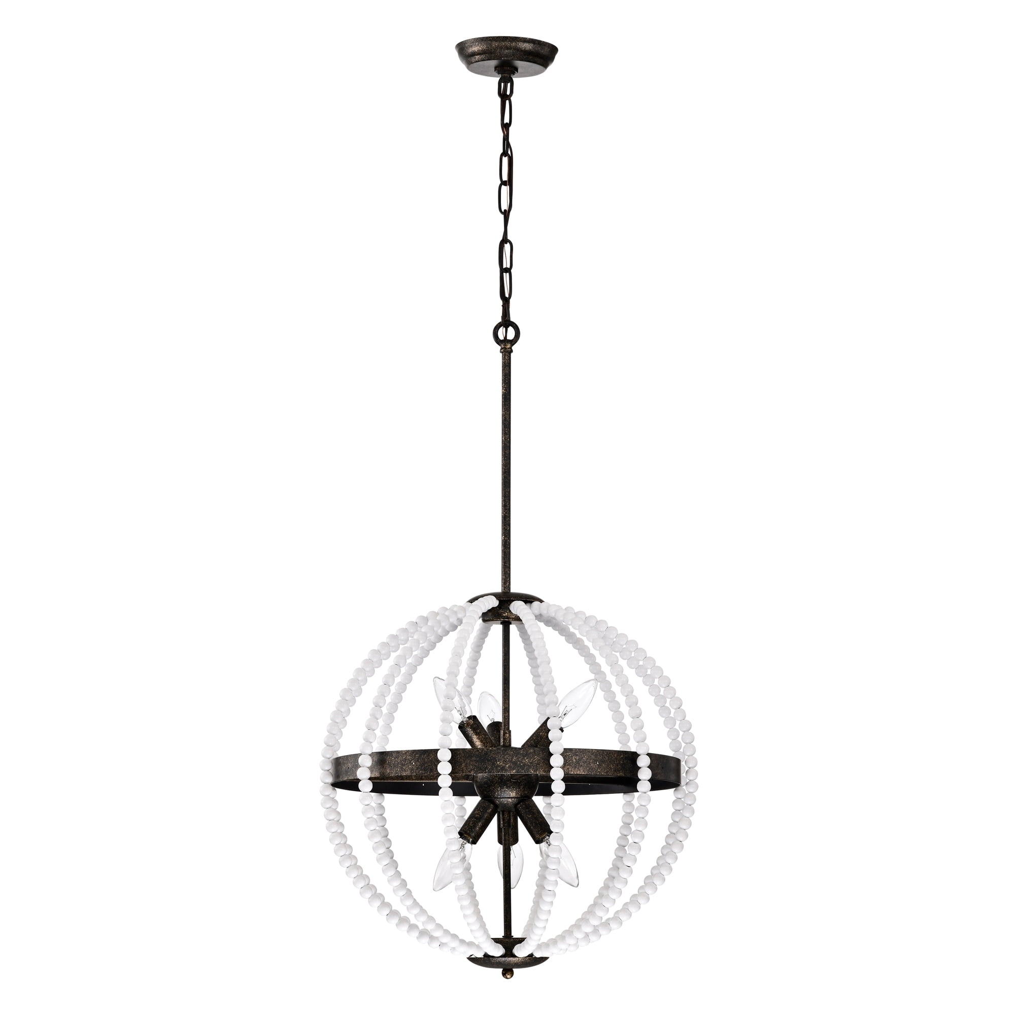 Cary 19 in. 6-Light Indoor White and Rustic Black Finish Chandelier with Light Kit