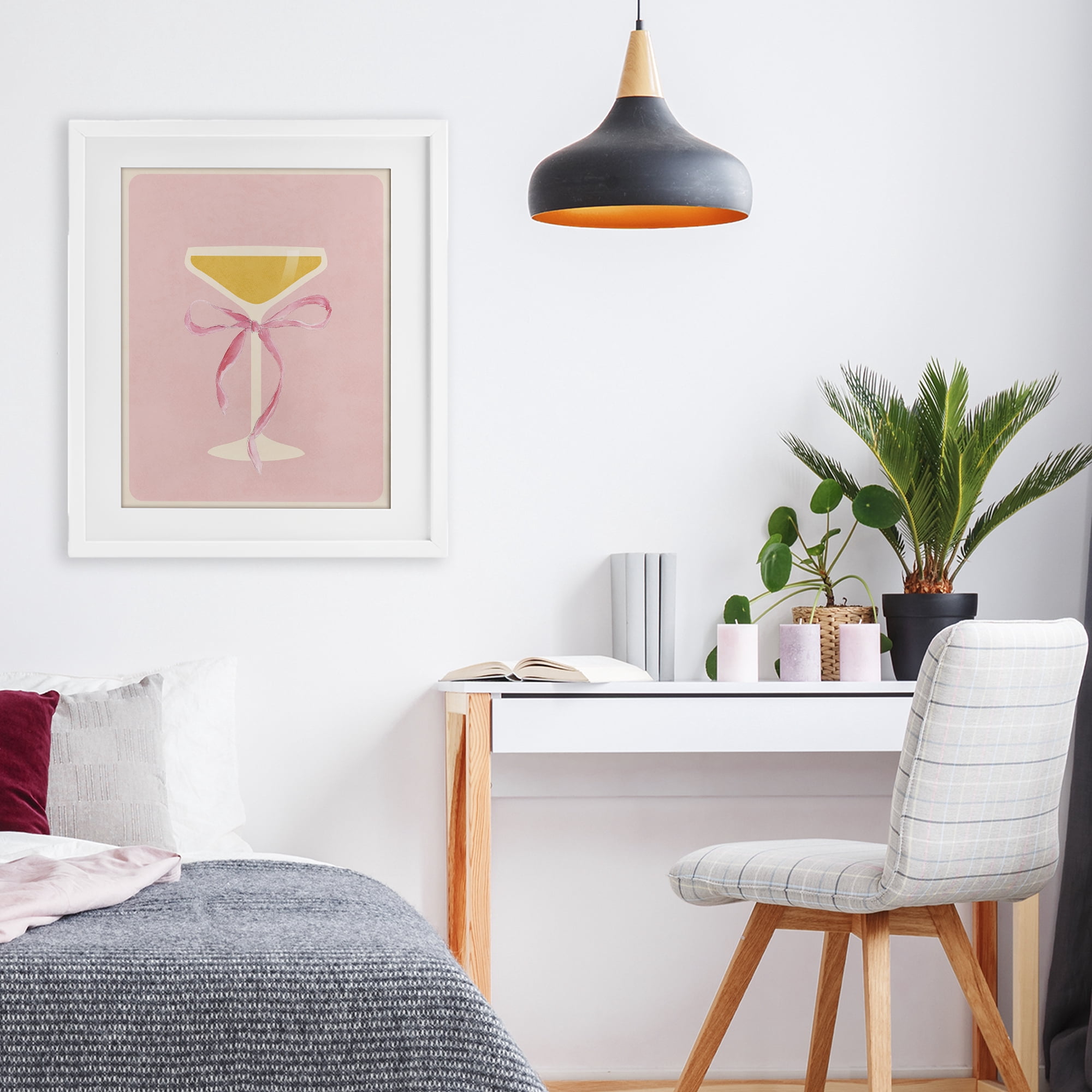 Stupell Industries Champagne Party Glass White Framed Print Under Glass, design by Lucille Price