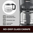 thumbnail image 6 of 12-Cup Drip Coffee Maker Perfect for Home or Office, Borosilicate Carafe, Auto-Off, Reusable Filter, Anti-Drip, Keep-Warm Function, Clear Water Level Window, Gray, 6 of 12