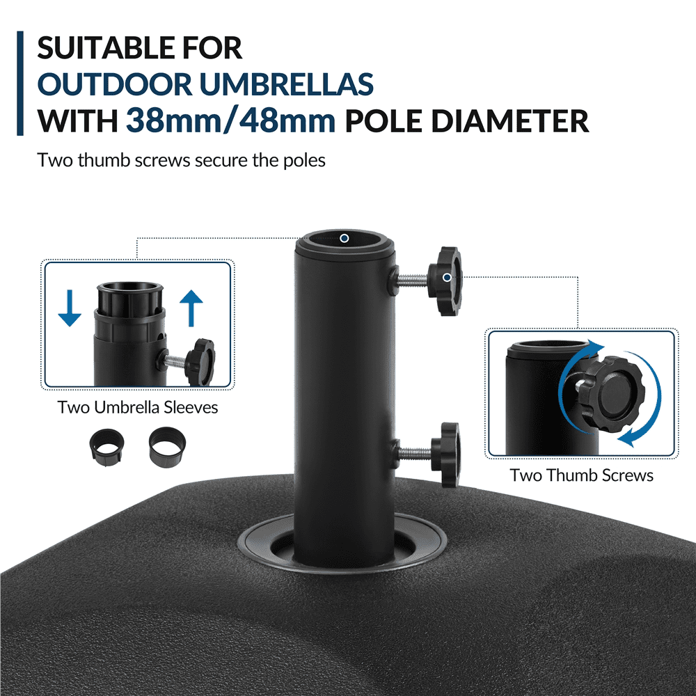 Renwick 123lb Rolling Fillable Patio Umbrella Base, Black