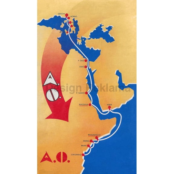 Marcevaggi SA International Sea and Land Transport, 1935, V2. Framed Vintage Travel Poster