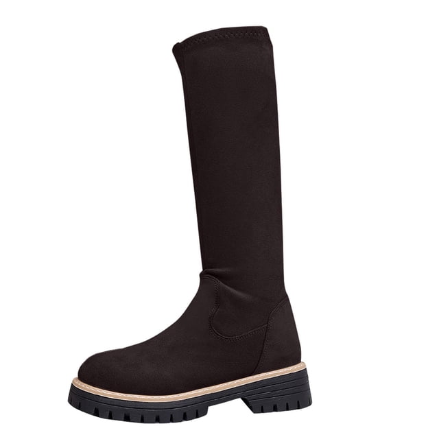 Chaussures Plates Femmes Bottes Hauteur Genou Confortables Ajustées Décontractées Loisirs Plein Air