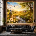 thumbnail image 6 of Stream and Red Barn at Golden Hour, Serene Farmhouse for Nature Lovers, Rustic Landscape Wall Art, Thanksgiving Gift, Tapestry Wall Hanging for Living Room and Bedroom, 6 of 7