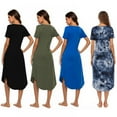 thumbnail image 3 of Xmarks Womens Nightgown V Neck Long Sleepwear Short Sleeve Soft Loungewear with Pockets US 6-16, 3 of 8