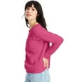 thumbnail image 2 of Hanes EcoSmart Women's Fleece Sweatshirt, V-Notch Jazzberry Pink Heather S, 2 of 4