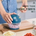 thumbnail image 3 of Manual Food Chopper, Manual Fruit and Vegetable Chopper with 3 Stainless Steel Blades, Mini Blender with Rope for Vegetables, Meats, Nuts, Onions (Blue), 3 of 5