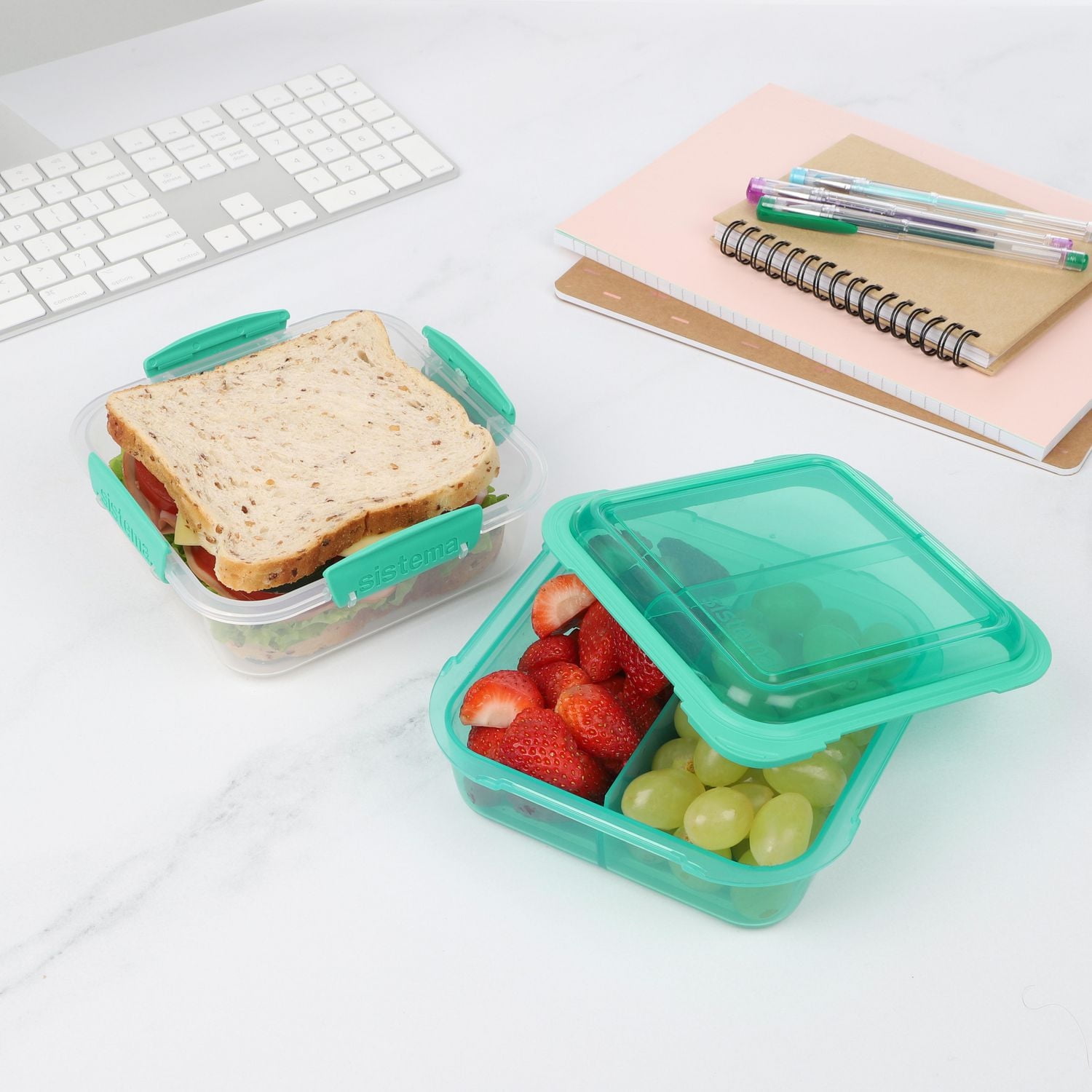 Sistema 1.24L Lunch Stack Square to Go Assorted Colours