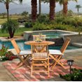 thumbnail image 5 of 5 Piece Teak Wood California Outdoor Patio Dining Set with 47" Round Folding Table and 4 Folding Side Chairs, 5 of 5