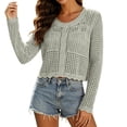 thumbnail image 4 of PBFRDSJ Long Sleeve Cardigan for Women Knit Crochet Button Down Sun Protection Cover Up Trendy Summer Sweaters for Casual Vacation, 4 of 6