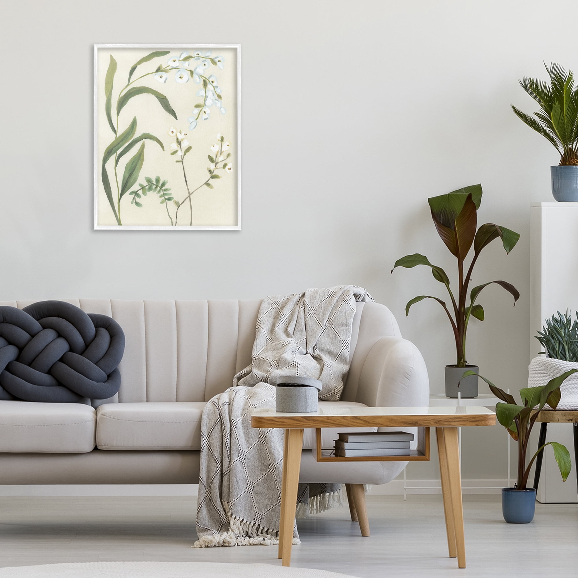 Stupell Industries Soft Snowdrop Stems White Framed Giclee Art, design by June Erica Vess