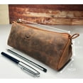thumbnail image 3 of Leather Pencil Case for Men Women, Zippered Pencil Pouch Pen Bag Gift for Artists, Craft Tool Holder for Office, College by Rustic Town, Brown, 3 of 6