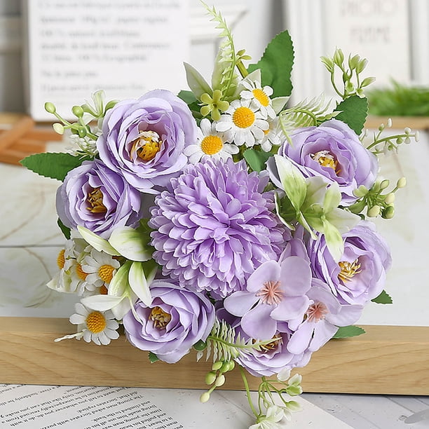 Ramo de peonías de seda artificial flores falsas ramo de novia y decoración para el hogar