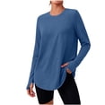 thumbnail image 3 of Zylanna Women's Crew Neck Long Sleeve Tunic Tops, Soft Breathable Thumb Hole Fall Loose Casual Workout Shirts for Daily Athletic Outdoor Wear Navy, 3 of 9
