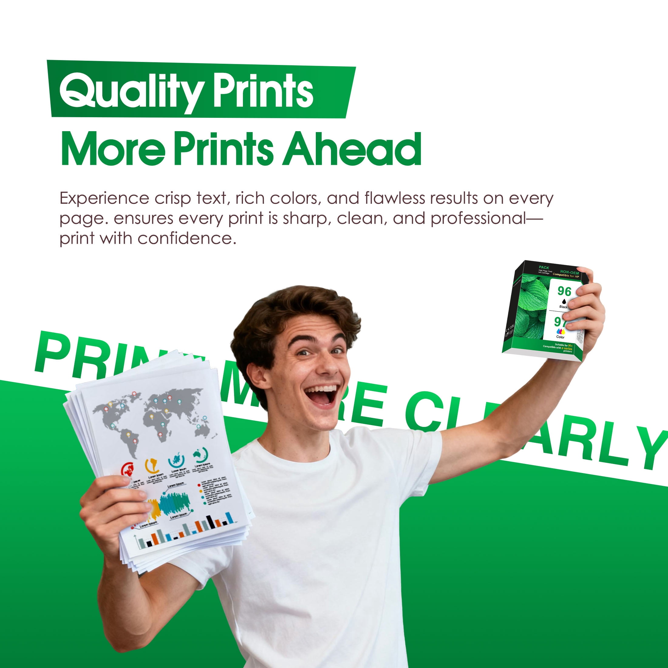 96 97 Ink Cartridges Compatible for 96 and 97 Ink Cartridge Work with Officejet 7210 7210v Deskjet 5740 5740xi Photosmart 2605 2608 Printers (1 Black /1 Tri-Color)