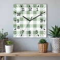 thumbnail image 6 of Sage Green Checkered Wooden Wall Clock Silent Non Ticking, Green White Buffalo Plaid Square Wall Clocks Battery Operated, Decor Clock for Home Office, Living Room, Kitchen, 10 Inch, 6 of 9