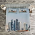 thumbnail image 3 of Ambesonne Coastal Quilted Bedspread Set 3 Pcs, Qatar City Dhow Ships, Queen Size, Pale Blue Cinnamon, 3 of 3