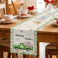 thumbnail image 5 of Easter Table Runner - 48 Inch Long Spring Truck Rabbit Flowers Eggs Green Check Cotton and Linen Blended Dress Scarves Farmhouse Table Runner for Kitchen Dining, Coffee Table, 13" x 48", 5 of 8