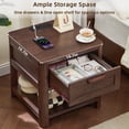 thumbnail image 6 of 2 Pcs Farmhouse Nightstand with Charging Station, Wood Rustic Small Bedside Table, for Bedroom, Living Room, Walnut, 6 of 9