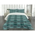 thumbnail image 3 of Ambesonne Mandala Quilted Bedspread Set 3 Pcs, Hippie Oriental Spring, Queen Size, Taupe Black Turquoise, 3 of 5