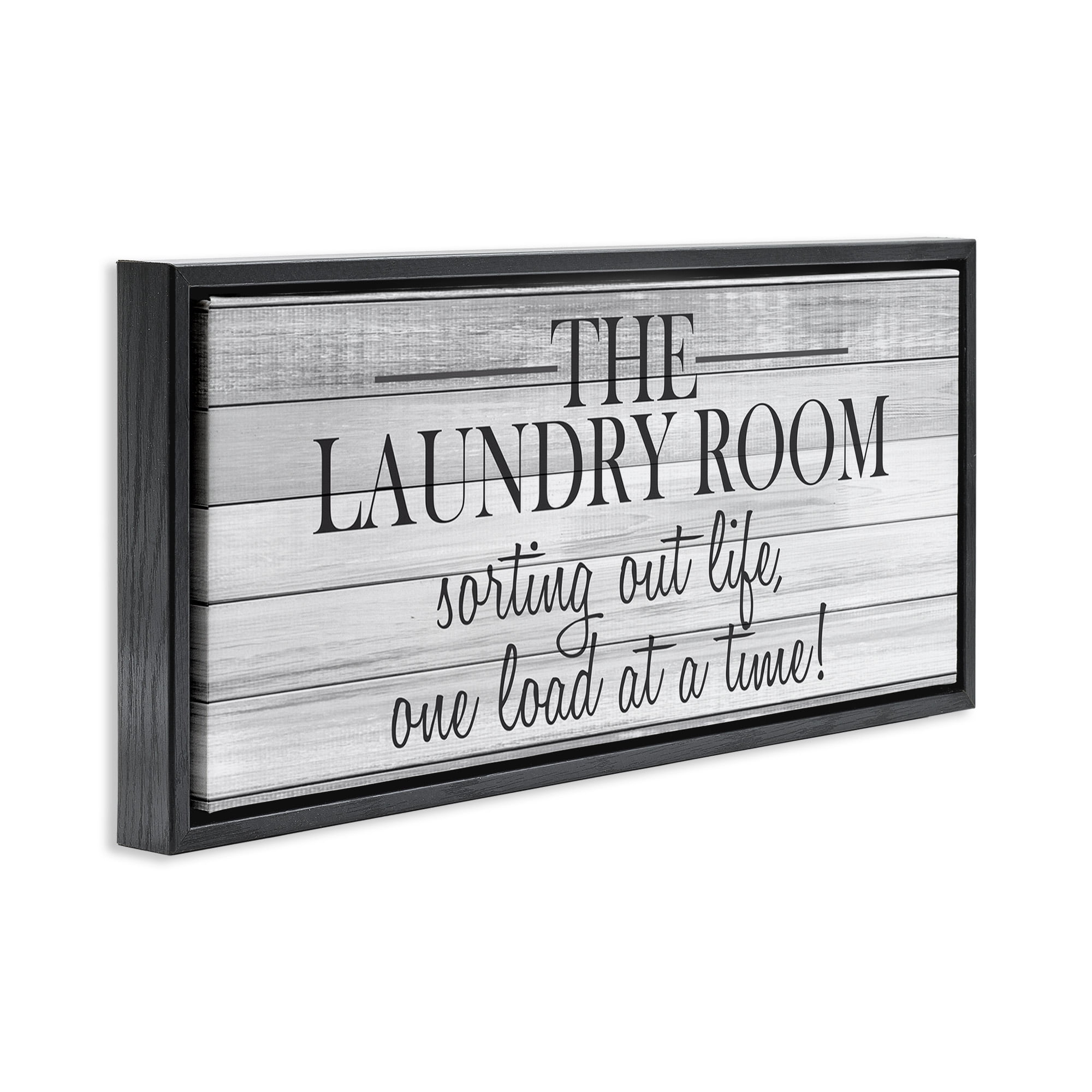 Stupell Industries Laundry Sorting Out Life Typography Painting Black Floater Framed Canvas Art Print Wall Art, 31 x 14
