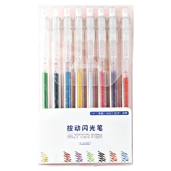 VKLU 8 Pcs Glitter Gel Pens, Sparkling Art Markers for Detailed Journaling, 1.0mm Fine Tip Fast-Drying Academic Supplies