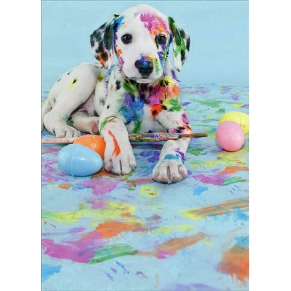 RSVP Paint Splashed Dalmation Puppy Funny : Humorous Dog Easter Card