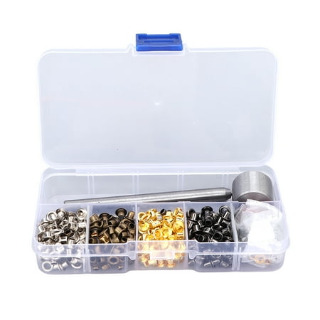 

Flash Sale 400pcs Grommets 3mm Plated Copper Metal Grommet Kit with Storage Box for Clothing Modification