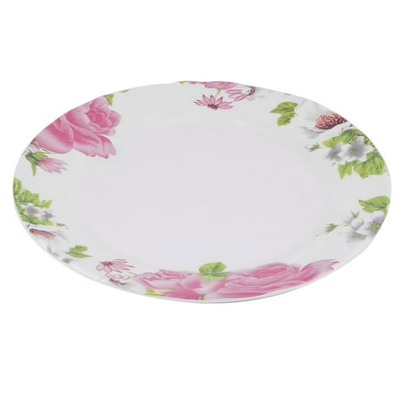 Kitchen  Flower Pattern Food Fruit Plate Holder Dish Multicolor 25 x (Best Color Plates For Food)