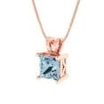 thumbnail image 2 of Clara Pucci 18K Rose Solid Hypoallergenic Gold 3Ct Natural Aquamarine Princess Cut Solitaire Designer Necklace Pendant For March, 2 of 6