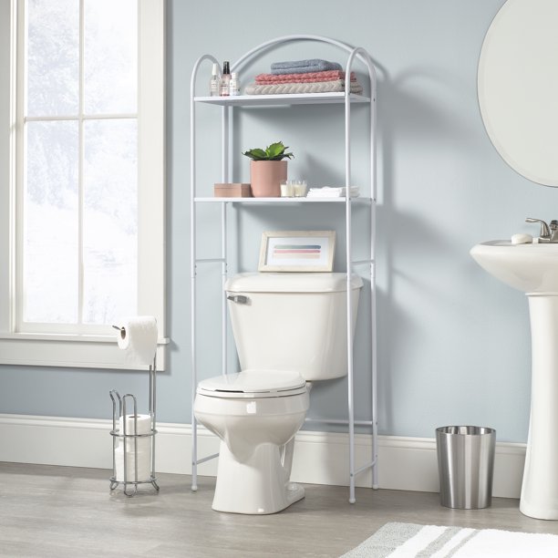 Over the Toilet Storage, Space Saver with 2 Shelves, Sauder, White