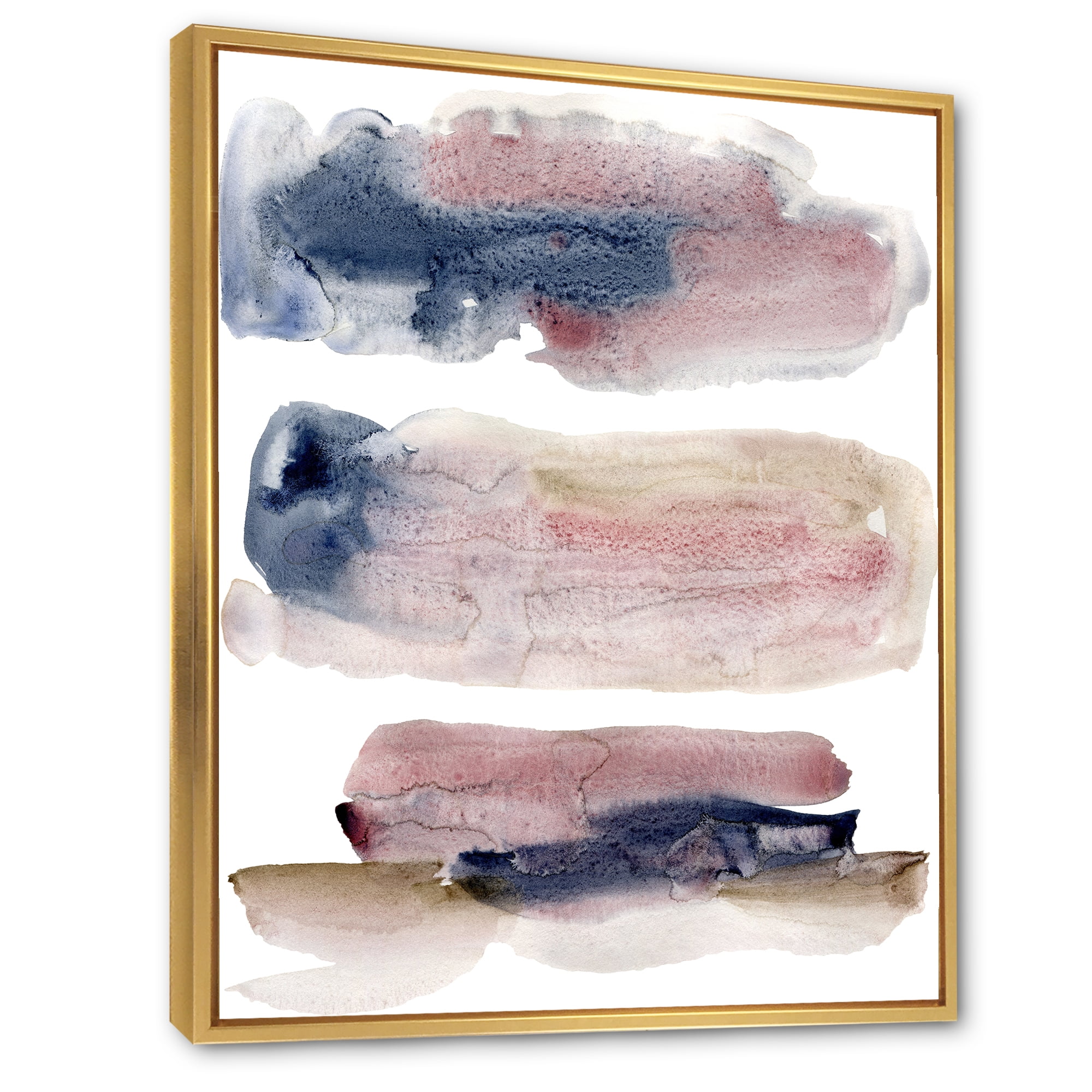 Designart 'Beige Blue and Pink Clouds' Modern Framed Canvas Wall Art Print