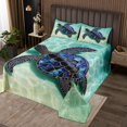 thumbnail image 2 of Erosebridal Neon Sea Turtle Coverlet Set Queen, Glitter Ocean Bedding Set, Marine Theme Decor 3-Piece, 2 of 5