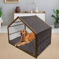 thumbnail image 2 of Pirates Pet House, Different Colored Graphic Skull with Bones on Black Background Halloween, Outdoor & Indoor Portable Dog Kennel with Pillow and Cover, 5 Sizes, Multicolor, by Ambesonne, 2 of 4