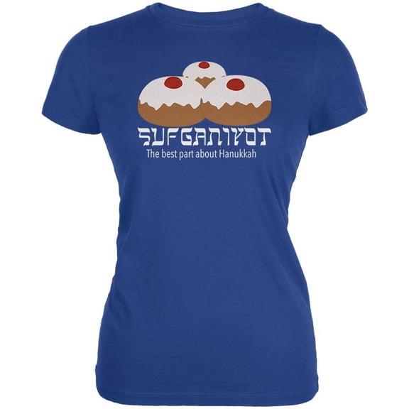 The Best Part About Hanukkah Sufganiyot Juniors Soft T Shirt Royal LG
