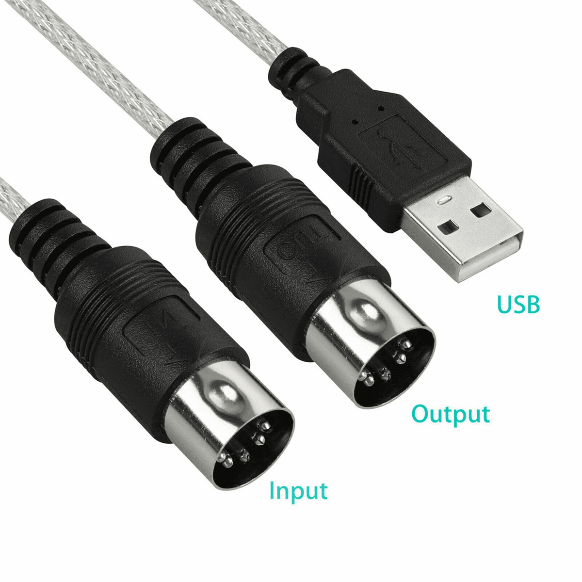 TNP Lot de câbles MIDI vers USB avec adaptateur de type C 2 en 1 pour piano MIDI USB de PC à clavier, synthétiseur, tambour électronique, tuyau de soufflage électrique, 16 canaux