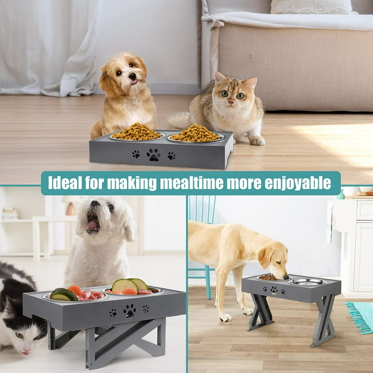 Prymal Pets Elevated Dog Bowls with Stand - Handcrafted Modern Design + 2  Stainless Steel Dishes, Non-Slip Feet – Raised Dog Feeding Station and Pet