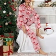 thumbnail image 3 of Women's Pajama Sets Long Sleeve Sleepwear Loungewear Winter Spring Home Leisure Valentine's Day Bow Love Loose Imitation Color Ding Sleepy Pants Set Plus Size Womens Clothing, 3 of 6