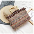 thumbnail image 4 of Granjero Gordo Bolso de mano tejido y bolsas de cosméticos, bolso de mano tejido elegante de playa de verano, bolso de hombro de 11,81 x 3,14 x 7,08 pulgadas (multicolor), 4 of 5